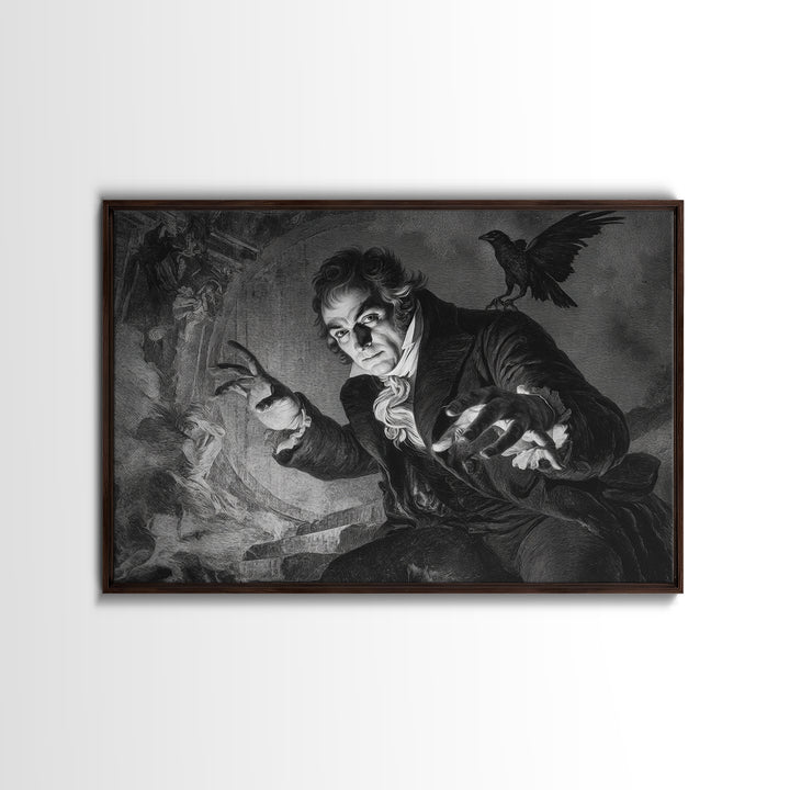 Monochrome Gothic Halloween, Dark Romantic Horror Art, Landscape Wall Art, Macabre Wall Art, Canvas Print, Halloween Wall Art
