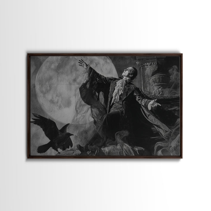 Monochrome Gothic Halloween, Gothic Nightmare Art, Landscape Wall Art, Macabre Wall Art, Framed Canvas Print, Halloween Wall Art