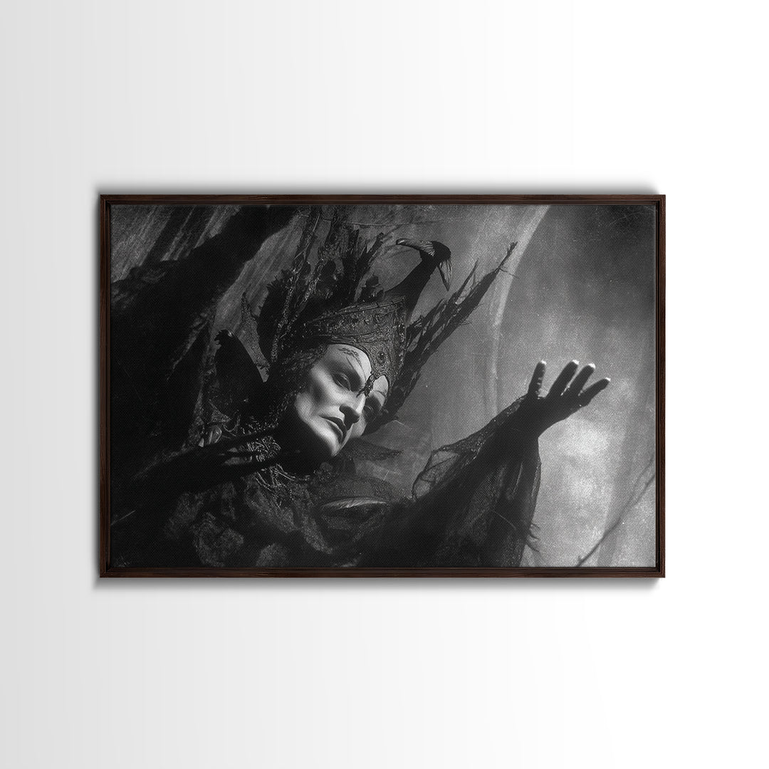 Monochrome Gothic Halloween, Dark Symbolist Art, Landscape Wall Art, Gothic Horror Wall Art, Framed Canvas Print