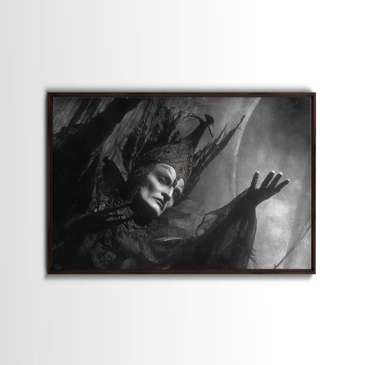 Monochrome Gothic Halloween, Dark Symbolist Art, Landscape Wall Art, Gothic Horror Wall Art, Framed Canvas Print