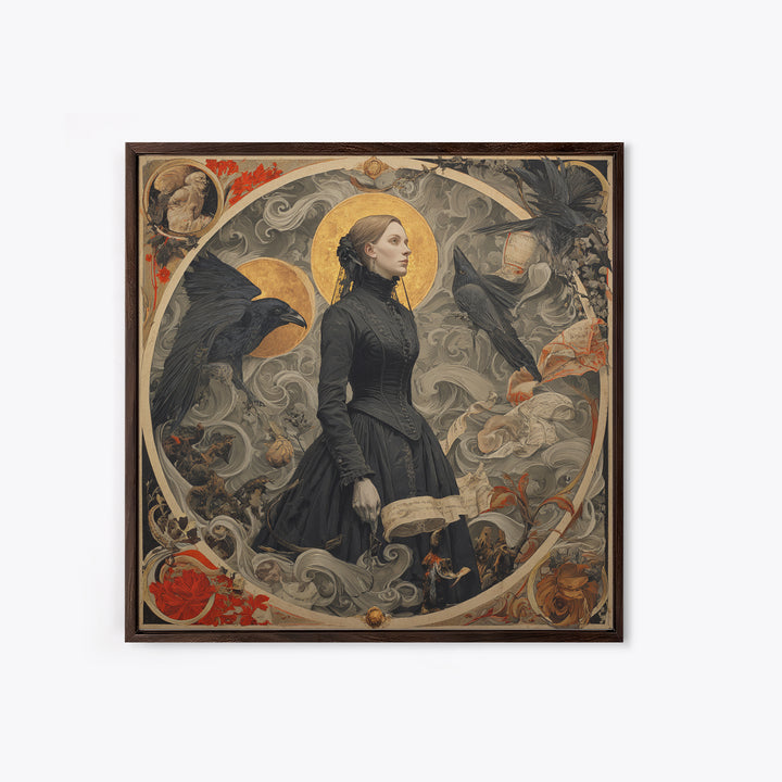Victorian Mourning Halloween, Dark Renaissance Art, Square Wall Art, Macabre Wall Art, Framed Canvas Print, Halloween Wall Art