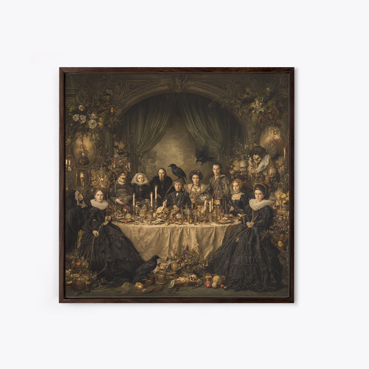Victorian Mourning Halloween, Danse Macabre Art, Square Wall Art, Macabre Wall Art, Framed Canvas Print