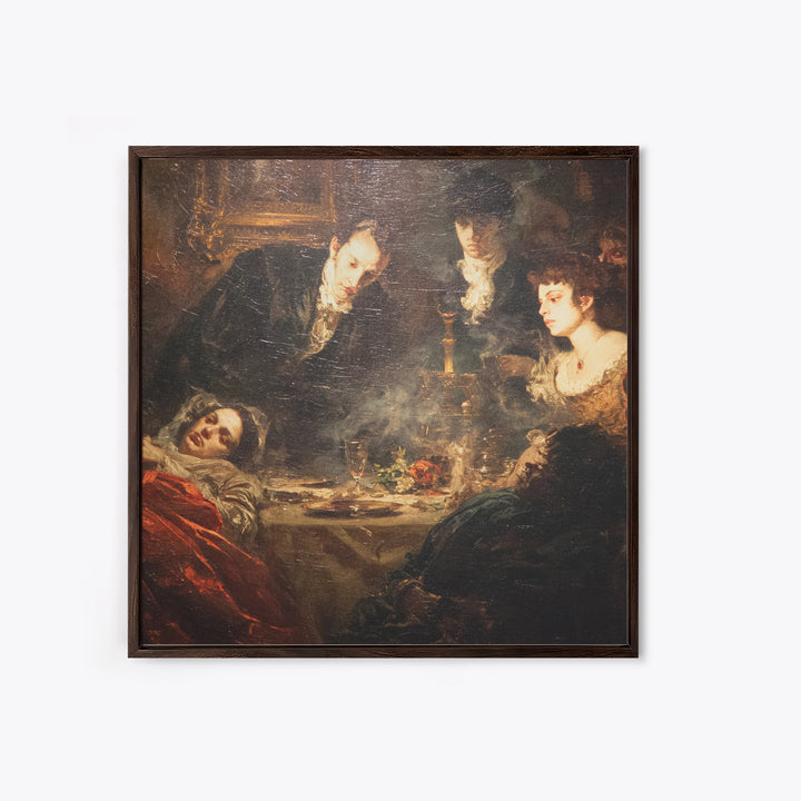 Victorian Mourning Halloween, Gothic Nightmare Art, Square Wall Art, Dark Fantasy Wall Art, Framed Canvas Print, Halloween Wall Art