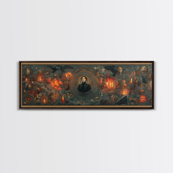 Victorian Mourning Halloween, Visionary Gothic Art, Extra Wide Wall Art, Dark Fantasy Wall Art, Canvas Print, Halloween Wall Art