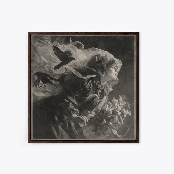 Victorian Mourning Halloween, Symbolist Dream Art, Square Wall Art, Dark Fantasy Wall Art, Canvas Print, Halloween Wall Art