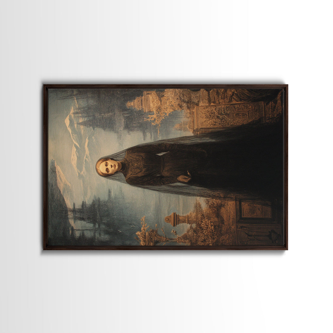 Victorian Mourning Halloween, Symbolist Gothic Landscape, Landscape Wall Art, Dark Halloween Decor, Framed Canvas Print, Halloween Wall Art