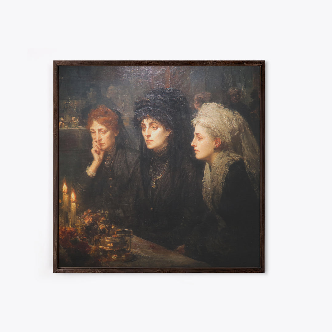 Victorian Mourning Halloween, Expressionist Gothic Art, Square Wall Art, Macabre Wall Art, Canvas Print, Halloween Wall Art