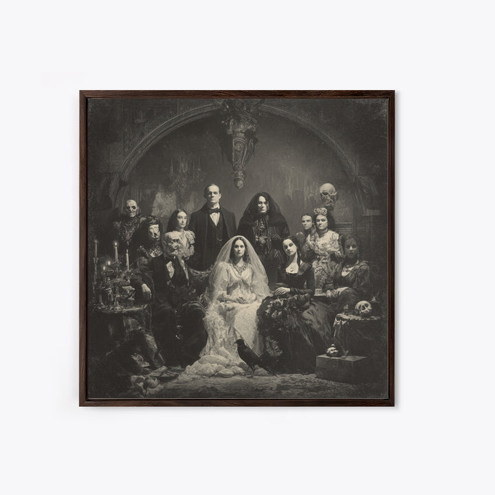 Victorian Mourning Halloween, Biomechanical Horror Art, Square Wall Art, Gothic Horror Wall Art, Framed Canvas Print, Halloween Wall Art