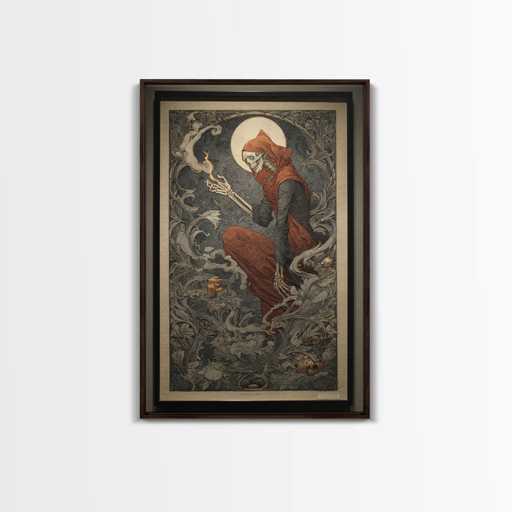 Art Nouveau Witchcraft, Danse Macabre Art, Vertical Wall Art, Dark Fantasy Wall Art, Canvas Print, Halloween Wall Art