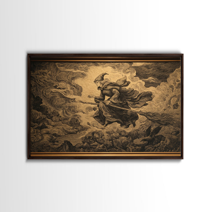 Art Nouveau Witchcraft, Baroque Witchcraft Art, Landscape Wall Art, Gothic Horror Wall Art, Framed Canvas Print, Halloween Wall Art