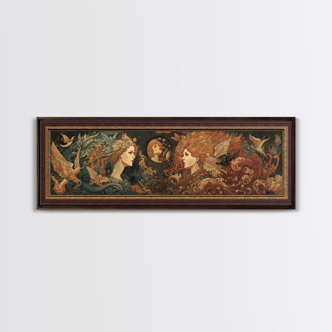 Art Nouveau Witchcraft, Visionary Gothic Art, Extra Wide Wall Art, Gothic Horror Wall Art, Canvas Print, Halloween Wall Art