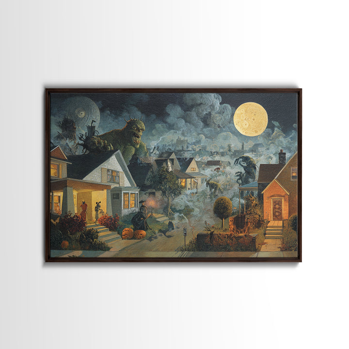 1950s Halloween Nostalgia, Medieval Grotesque Art, Landscape Wall Art, Gothic Horror Wall Art, Canvas Print, Halloween Wall Art