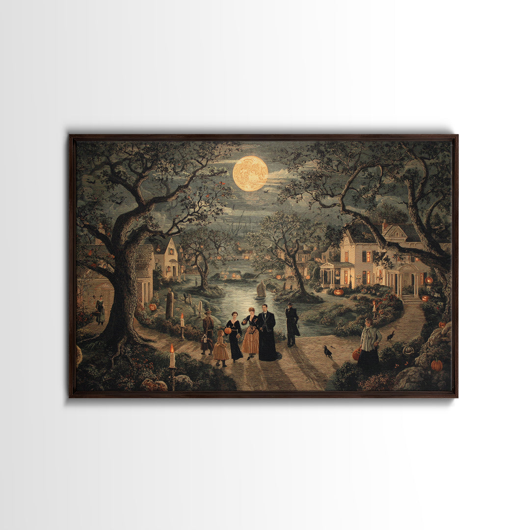 1950s Halloween Nostalgia, Symbolist Gothic Landscape, Landscape Wall Art, Dark Fantasy Wall Art, Canvas Print, Halloween Wall Art