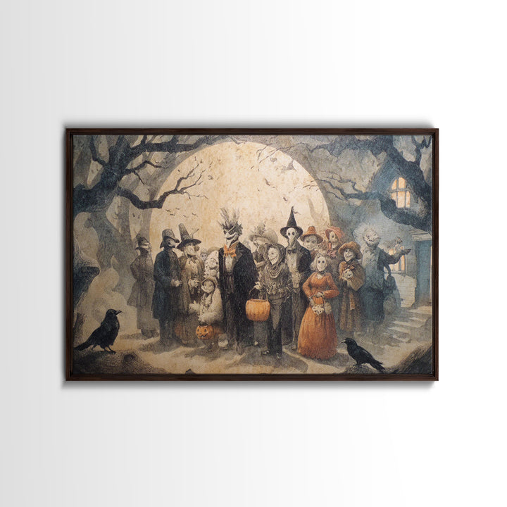 1950s Halloween Nostalgia, Expressionist Nightmare Art, Landscape Wall Art, Macabre Wall Art, Framed Canvas Print, Halloween Wall Art