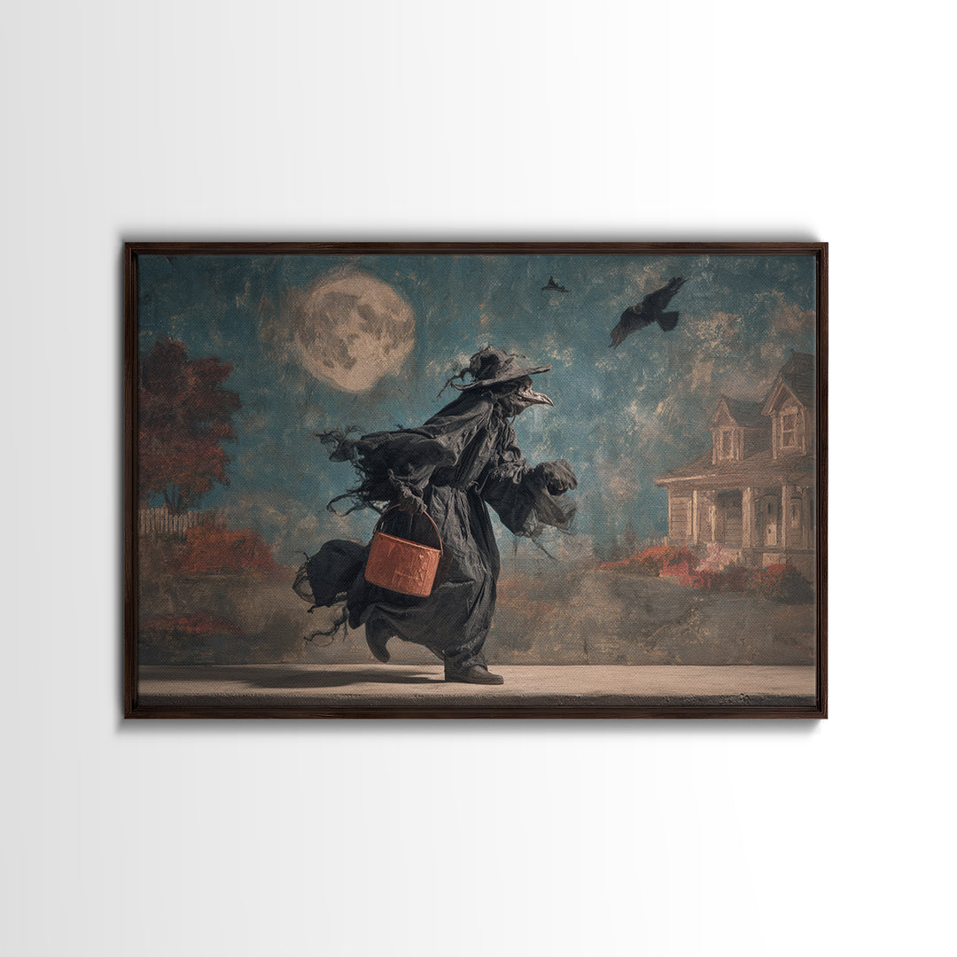 1950s Halloween Nostalgia, Expressionist Gothic Art, Landscape Wall Art, Dark Fantasy Wall Art, Framed Canvas Print, Halloween Wall Art