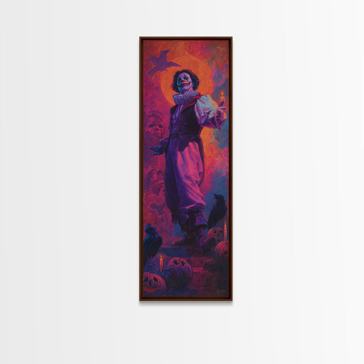 1980s Neon Horror, Gothic Nightmare Art, Tall Narrow Wall Art, Gothic Horror Wall Art, Framed Canvas Print, Halloween Wall Art