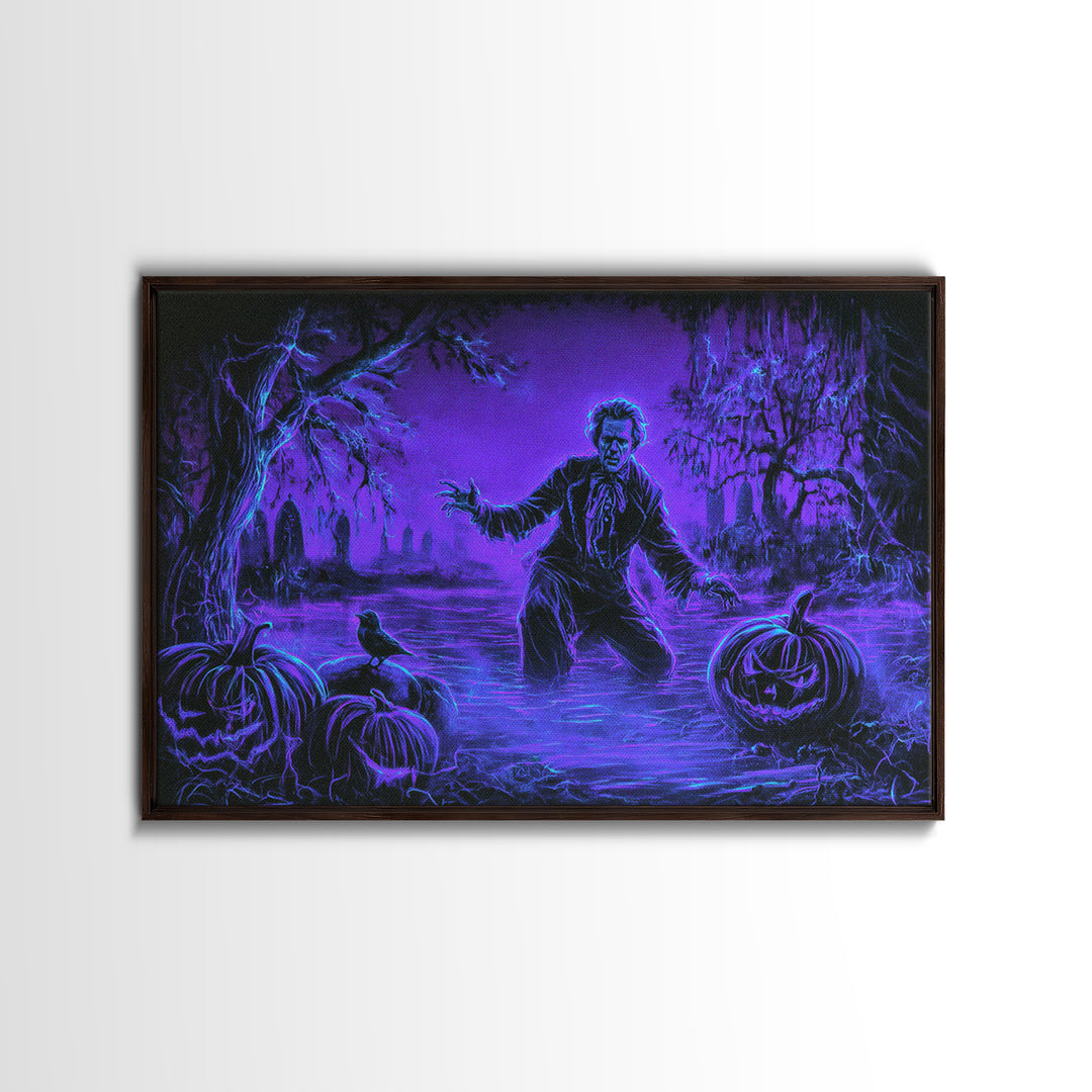 1980s Neon Horror, Symbolist Gothic Landscape, Landscape Wall Art, Macabre Wall Art, Canvas Print, Halloween Wall Art