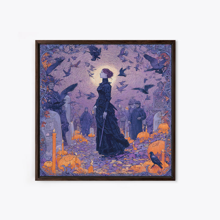 1980s Neon Horror, Symbolist Death Art, Square Wall Art, Gothic Horror Wall Art, Framed Canvas Print, Halloween Wall Art