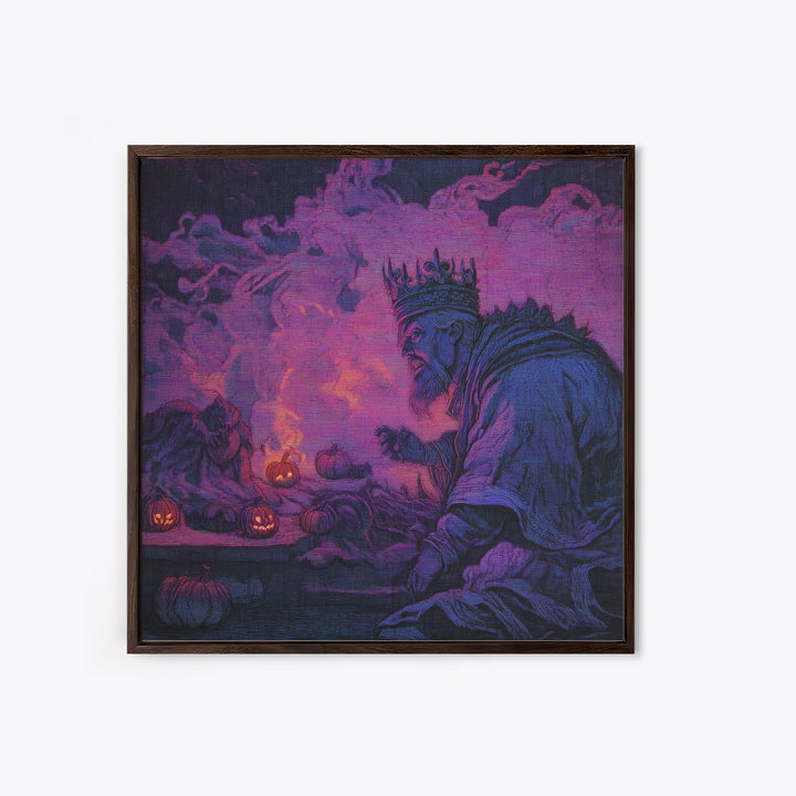 1980s Neon Horror, Dark Symbolist Art, Square Wall Art, Dark Halloween Decor, Canvas Print, Halloween Wall Art