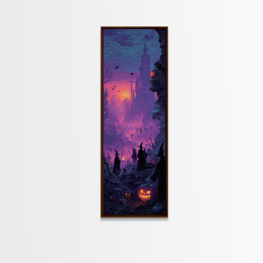 1980s Neon Horror, Surreal Apocalyptic Art, Tall Narrow Wall Art, Gothic Horror Wall Art, Framed Canvas Print, Halloween Wall Art