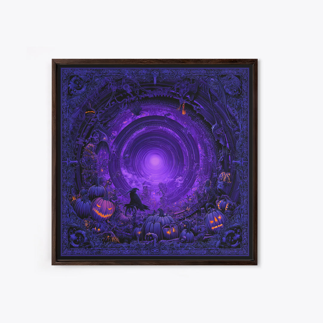 1980s Neon Horror, Biomechanical Horror Art, Square Wall Art, Dark Fantasy Wall Art, Canvas Print, Halloween Wall Art, Seasonal Home Decor