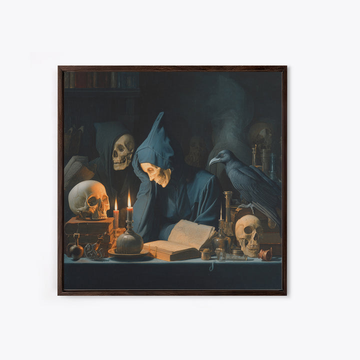 Dark Academia Halloween, Danse Macabre Art, Square Wall Art, Gothic Horror Wall Art, Framed Canvas Print