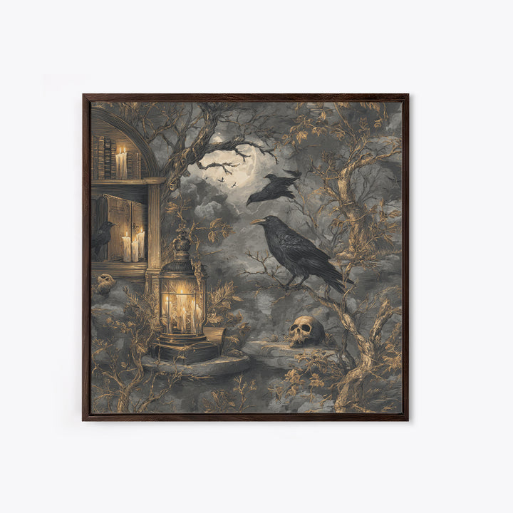 Dark Academia Halloween, Baroque Witchcraft Art, Square Wall Art, Dark Fantasy Wall Art, Framed Canvas Print, Halloween Wall Art