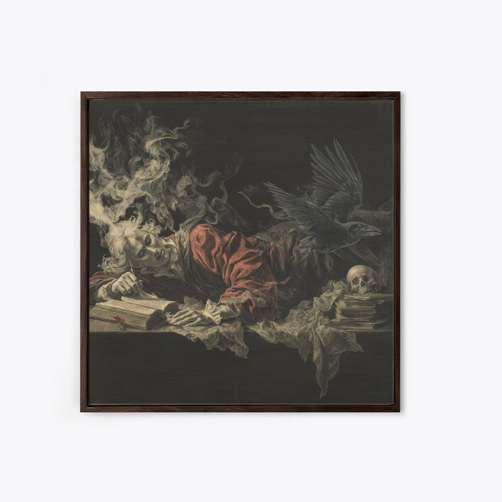 Dark Academia Halloween, Gothic Nightmare Art, Square Wall Art, Dark Fantasy Wall Art, Framed Canvas Print, Halloween Wall Art