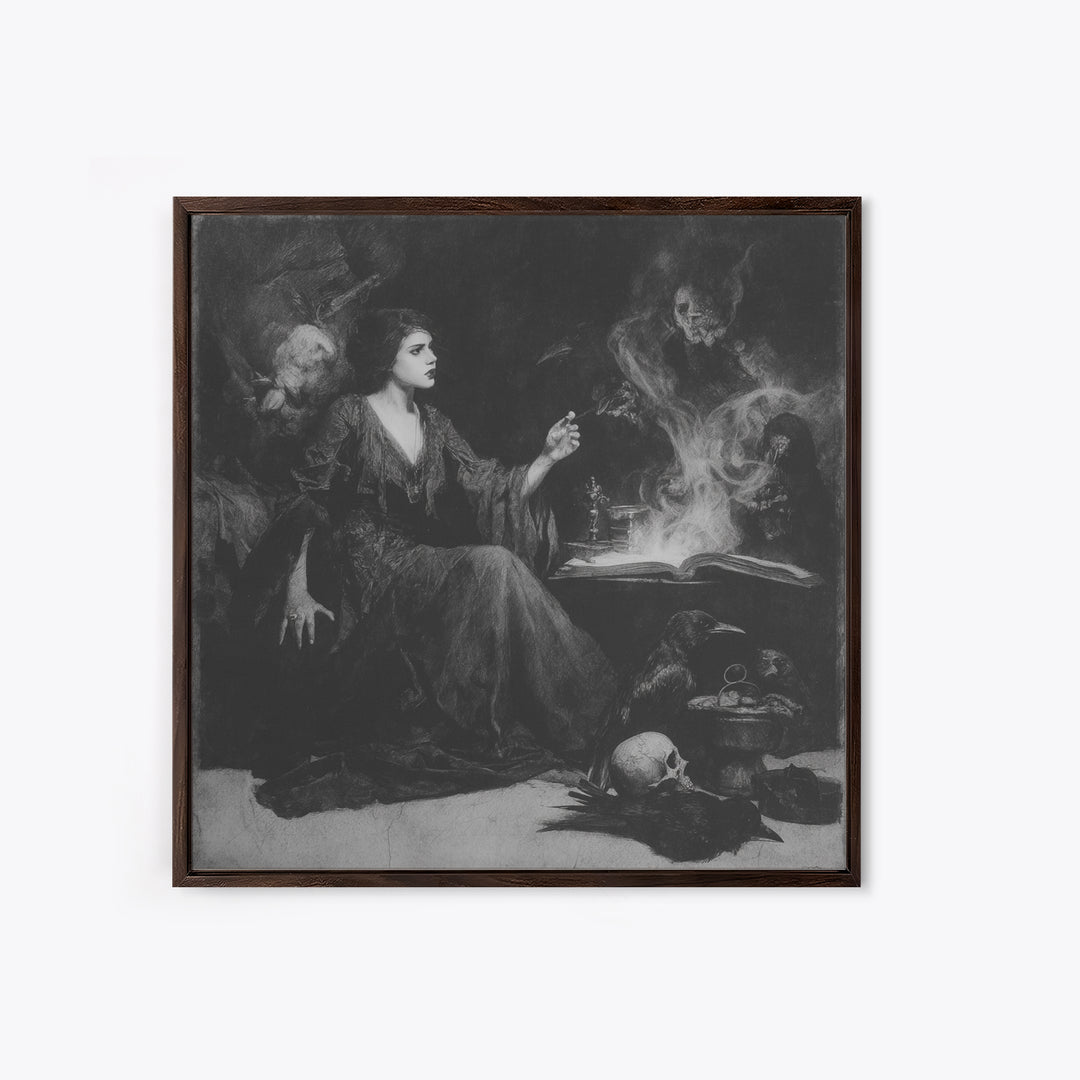 Dark Academia Halloween, Symbolist Dream Art, Square Wall Art, Dark Halloween Decor, Canvas Print, Halloween Wall Art