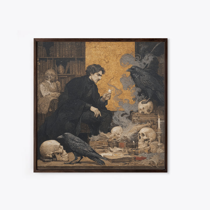 Dark Academia Halloween, Symbolist Etching Art, Square Wall Art, Macabre Wall Art, Canvas Print, Halloween Wall Art, Spooky Wall Decor