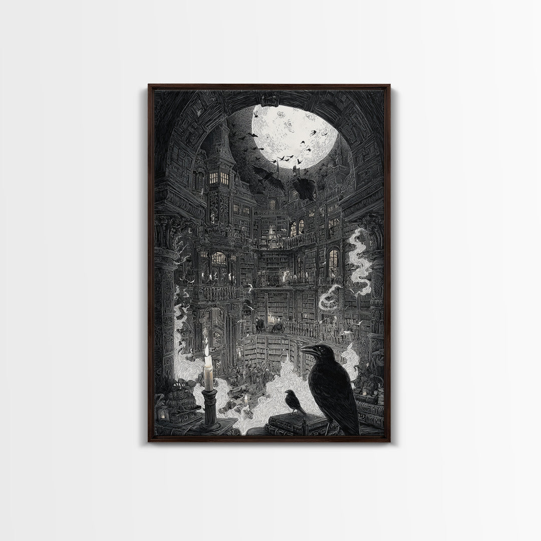 Dark Academia Halloween, Victorian Macabre Art, Vertical Wall Art, Dark Halloween Decor, Framed Canvas Print, Halloween Wall Art