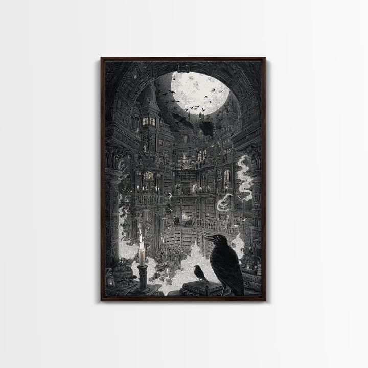 Dark Academia Halloween, Victorian Macabre Art, Vertical Wall Art, Dark Halloween Decor, Framed Canvas Print, Halloween Wall Art