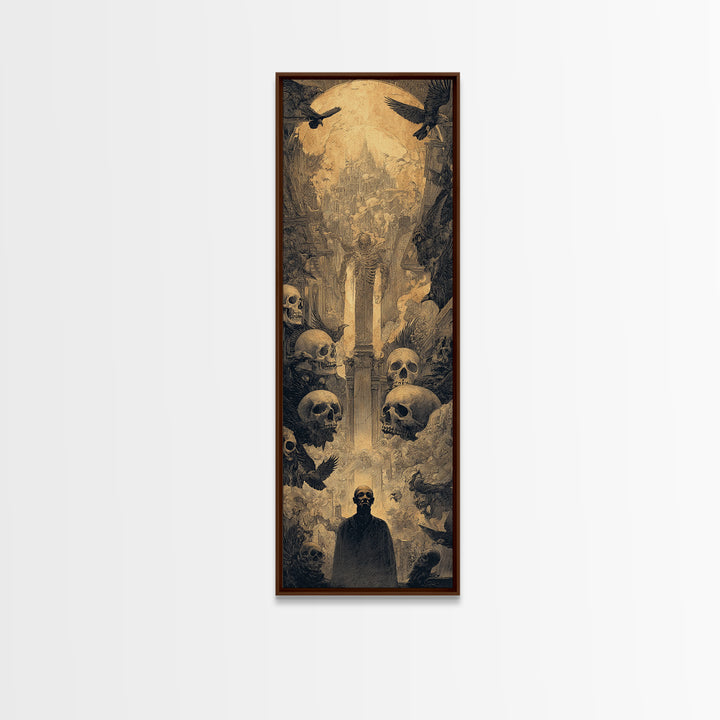Dark Academia Halloween, Surreal Apocalyptic Art, Tall Narrow Wall Art, Dark Halloween Decor, Framed Canvas Print, Dark Fantasy Art