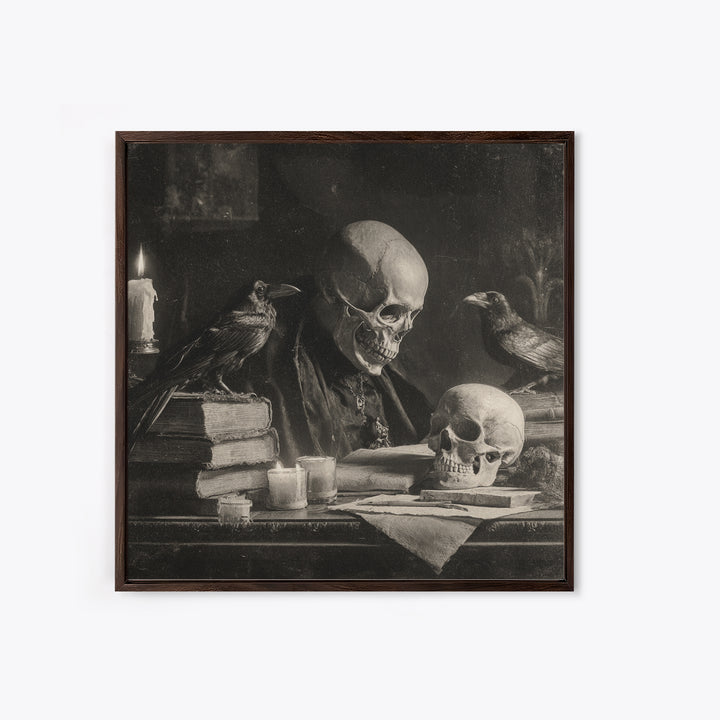 Dark Academia Halloween, Biomechanical Horror Art, Square Wall Art, Dark Fantasy Wall Art, Framed Canvas Print, Halloween Wall Art