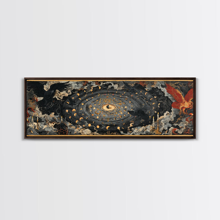Celestial Witchcraft, Visionary Gothic Art, Extra Wide Wall Art, Gothic Horror Wall Art, Framed Canvas Print, Halloween Wall Art