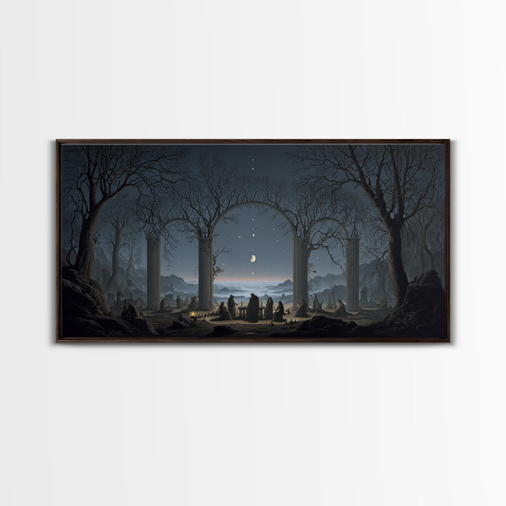 Celestial Witchcraft, Romantic Gothic Landscape, Wide Panoramic Art, Macabre Wall Art, Canvas Print, Halloween Wall Art
