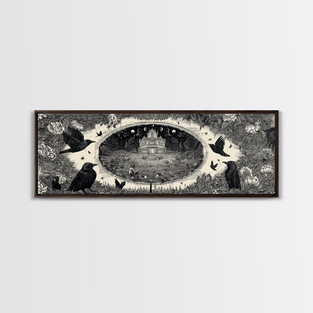 Celestial Witchcraft, Victorian Macabre Art, Extra Wide Wall Art, Macabre Wall Art, Canvas Print, Halloween Wall Art, Halloween Decor