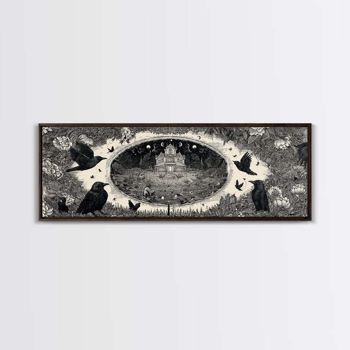 Celestial Witchcraft, Victorian Macabre Art, Extra Wide Wall Art, Macabre Wall Art, Canvas Print, Halloween Wall Art, Halloween Decor