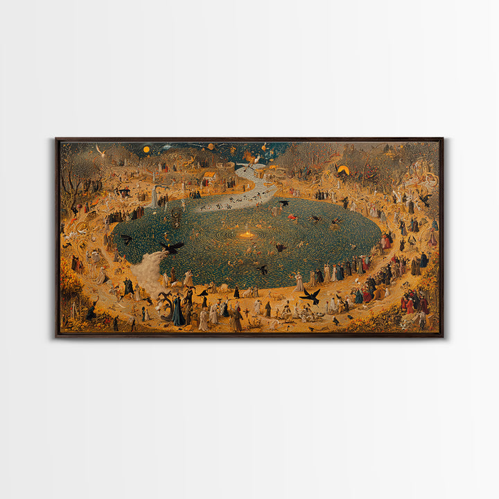 Occult Harvest Festival, Northern Renaissance Horror, Wide Panoramic Art, Macabre Wall Art, Canvas Print, Halloween Wall Art
