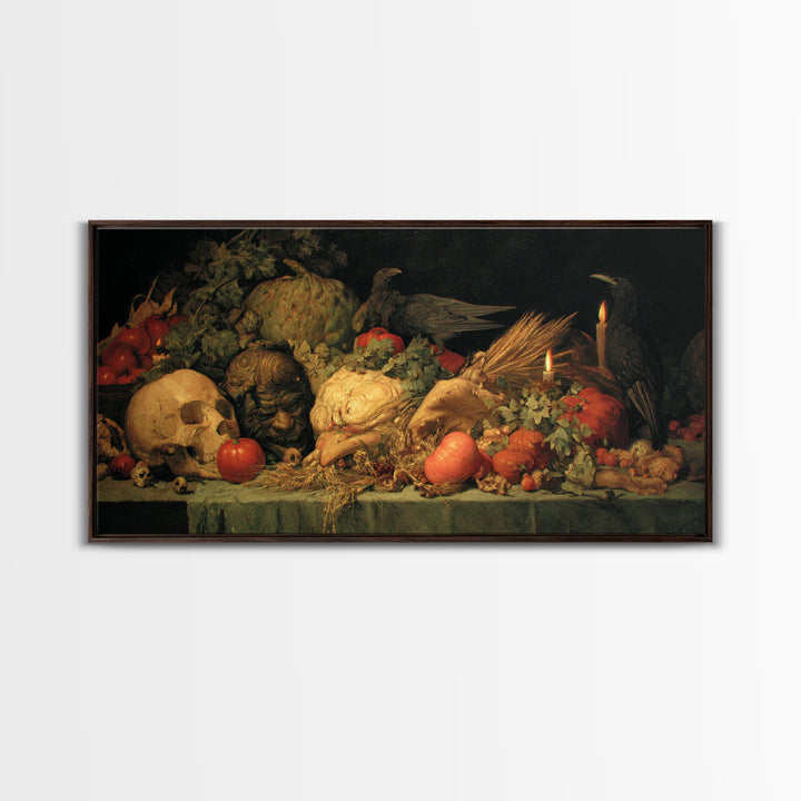 Occult Harvest Festival, Dark Renaissance Art, Wide Panoramic Art, Gothic Horror Wall Art, Framed Canvas Print, Dark Fantasy Art