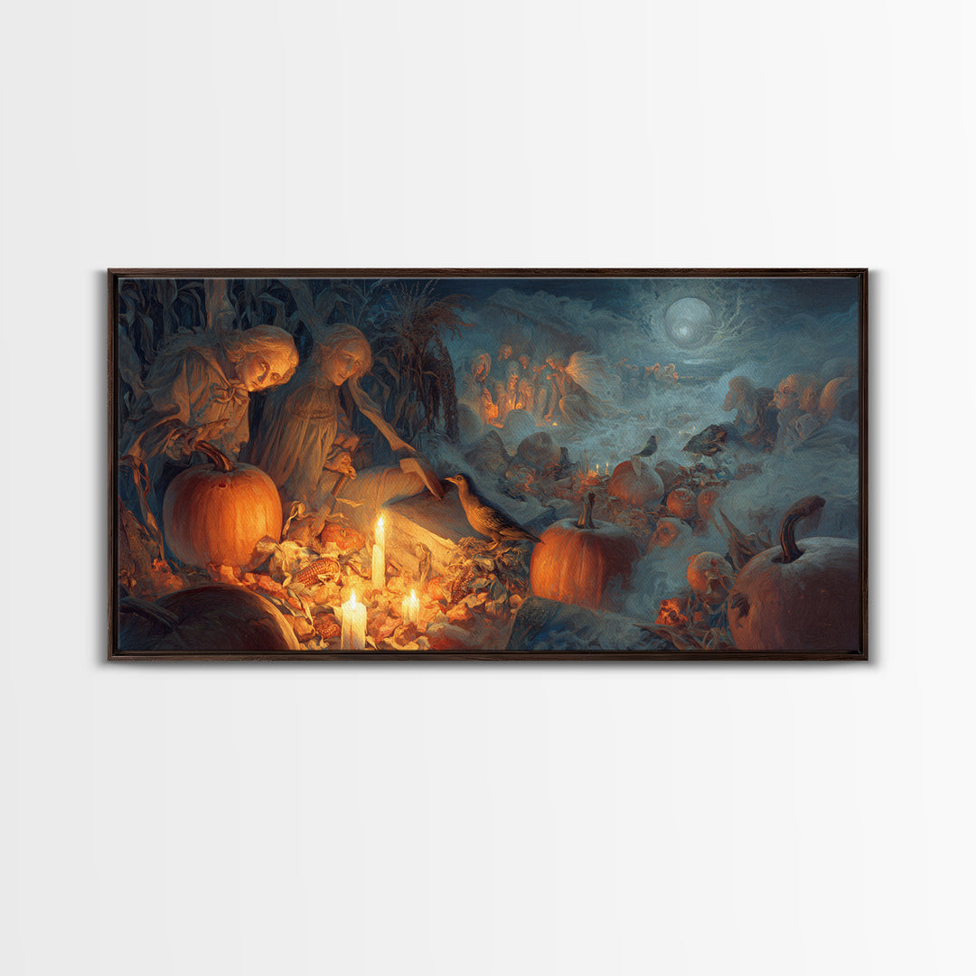 Occult Harvest Festival, Visionary Gothic Art, Wide Panoramic Art, Gothic Horror Wall Art, Canvas Print, Halloween Wall Art