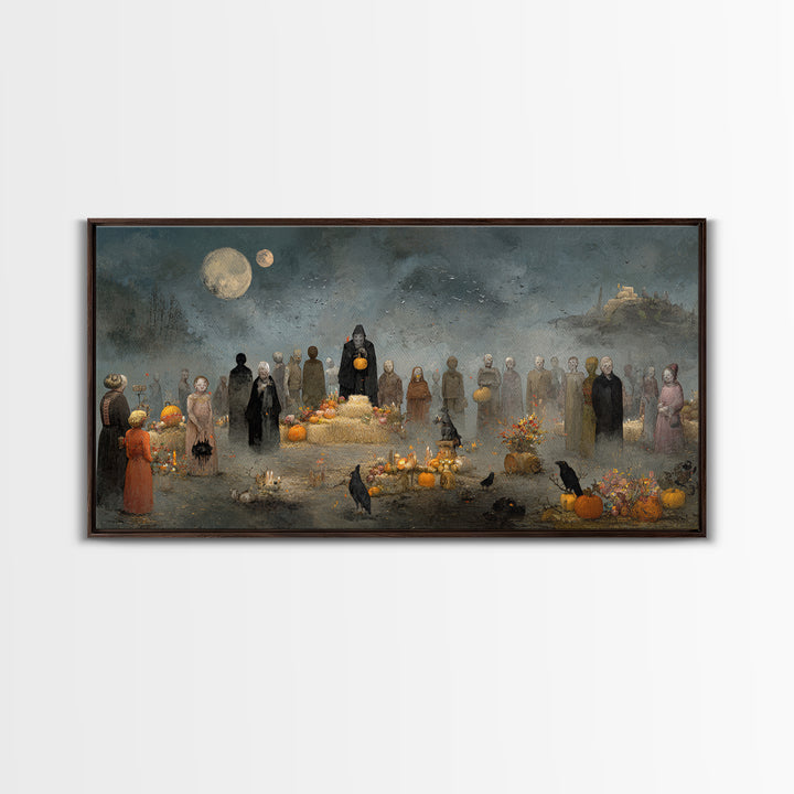 Occult Harvest Festival, Symbolist Dream Art, Wide Panoramic Art, Gothic Horror Wall Art, Canvas Print, Halloween Wall Art