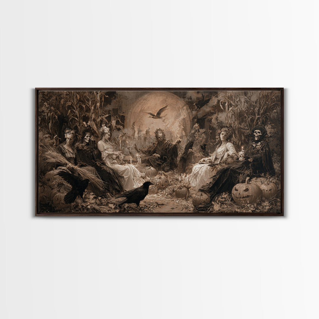 Occult Harvest Festival, Decadent Gothic Art, Wide Panoramic Art, Dark Halloween Decor, Canvas Print, Halloween Wall Art