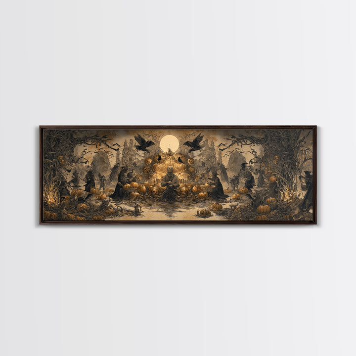 Occult Harvest Festival, Surreal Apocalyptic Art, Extra Wide Wall Art, Dark Fantasy Wall Art, Canvas Print, Halloween Wall Art