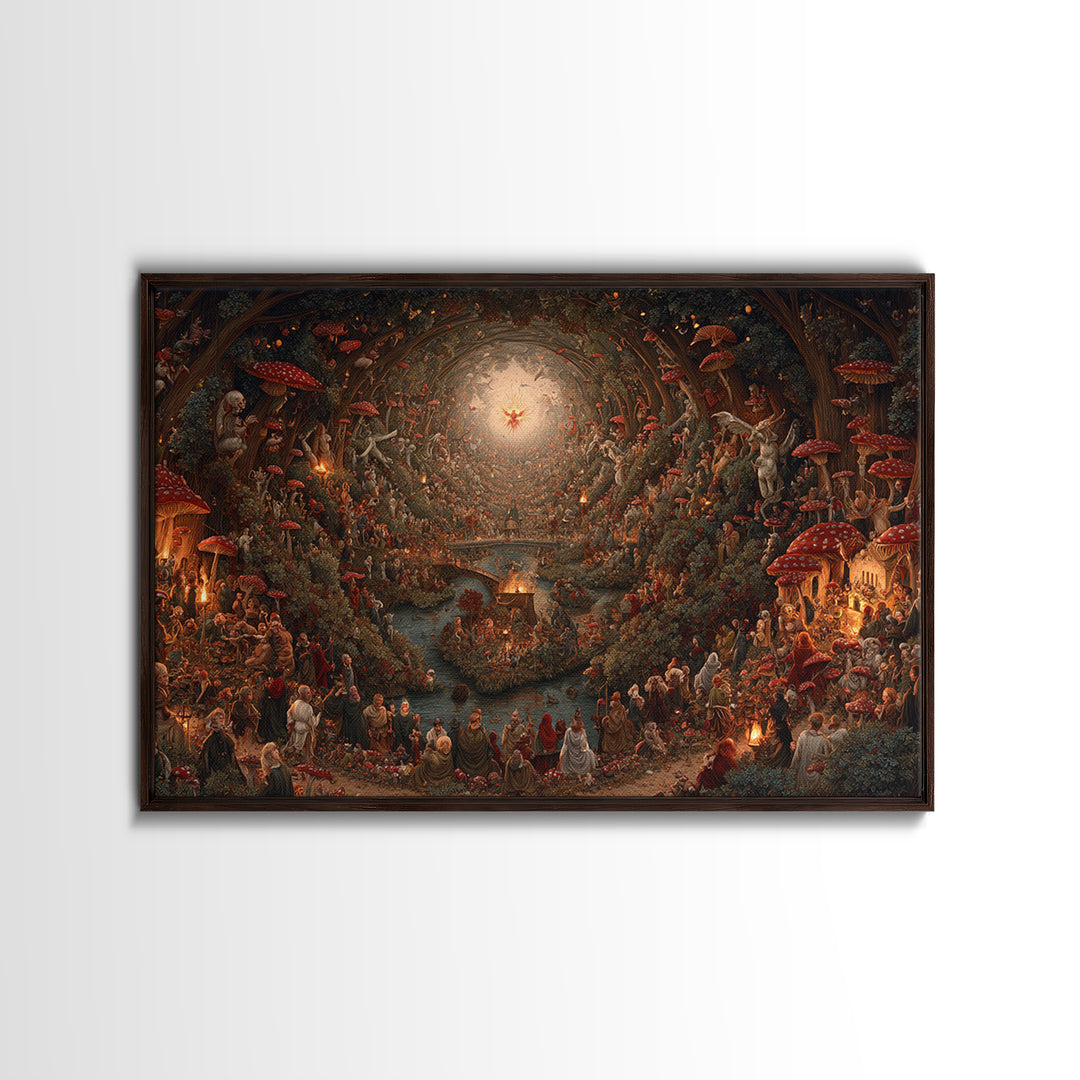 Enchanted Woodland Halloween, Medieval Grotesque Art, Landscape Wall Art, Dark Fantasy Wall Art, Canvas Print, Halloween Wall Art