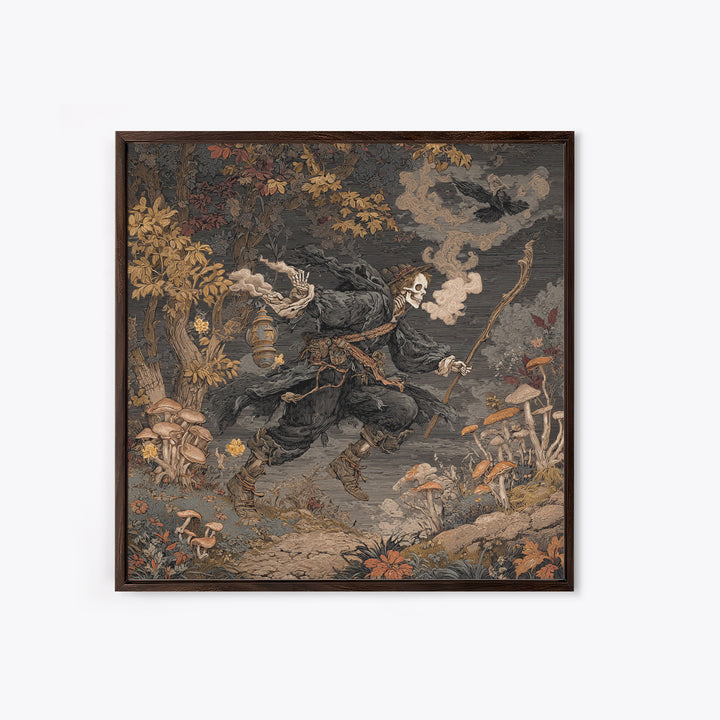 Enchanted Woodland Halloween, Danse Macabre Art, Square Wall Art, Dark Halloween Decor, Framed Canvas Print