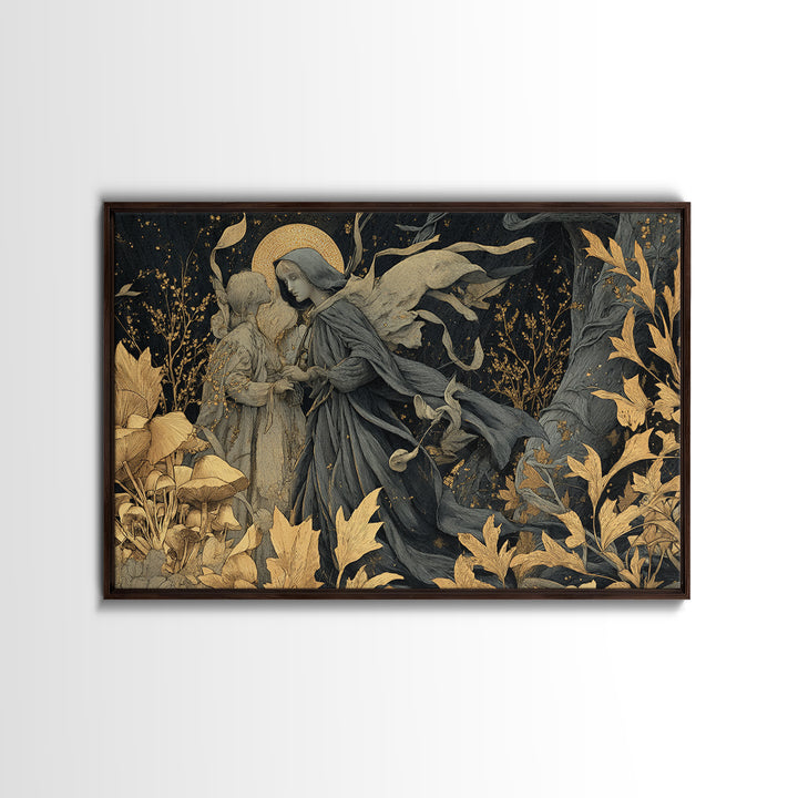 Enchanted Woodland Halloween, Symbolist Death Art, Landscape Wall Art, Dark Halloween Decor, Canvas Print, Halloween Wall Art