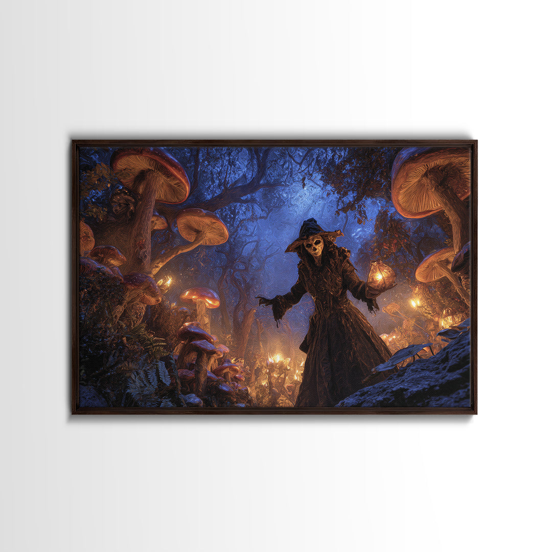 Enchanted Woodland Halloween, Expressionist Gothic Art, Landscape Wall Art, Dark Halloween Decor, Framed Canvas Print, Halloween Wall Art