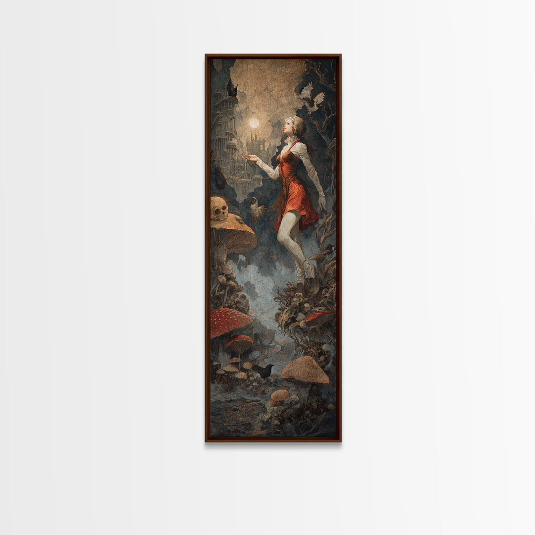 Enchanted Woodland Halloween, Surreal Apocalyptic Art, Tall Narrow Wall Art, Gothic Horror Wall Art, Framed Canvas Print
