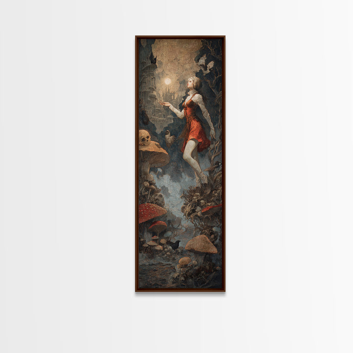 Enchanted Woodland Halloween, Surreal Apocalyptic Art, Tall Narrow Wall Art, Gothic Horror Wall Art, Framed Canvas Print